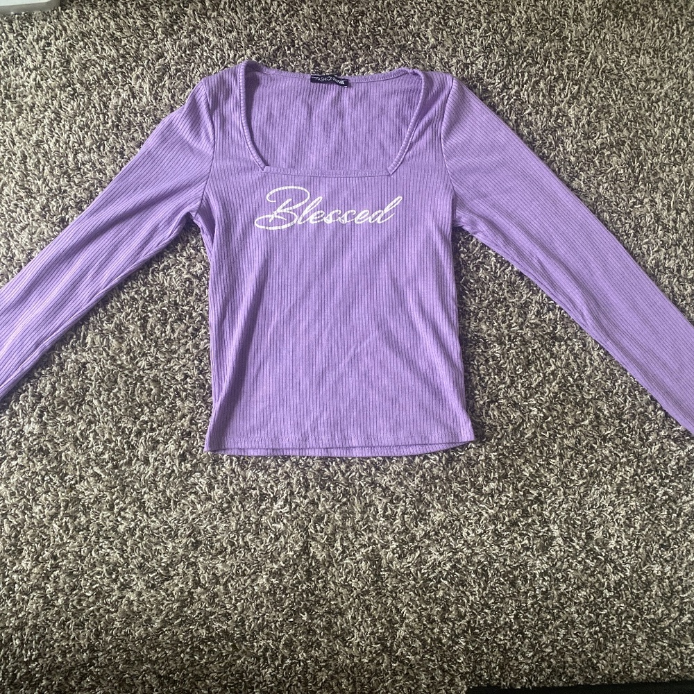 cropped purple long sleeve
